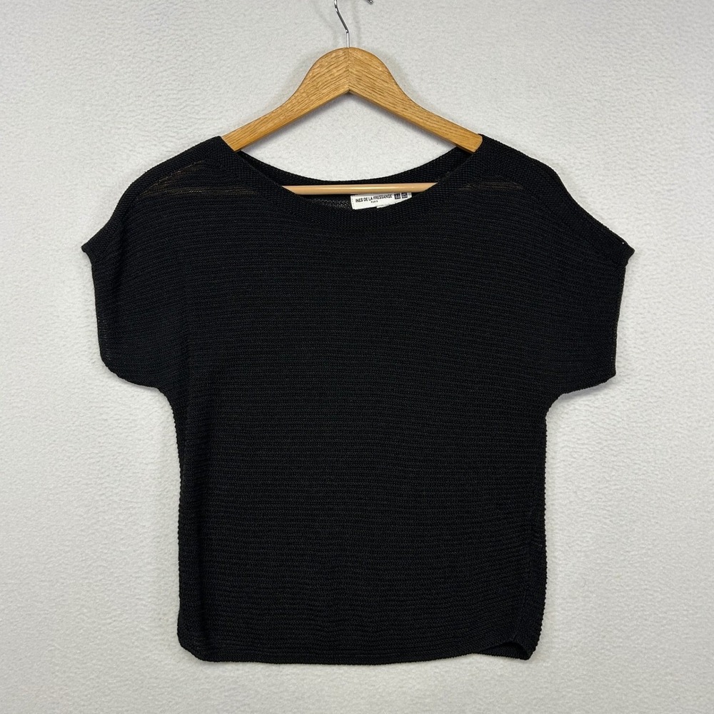 Parisian Chic Uniqlo x Ines de la Fressange Womens XS Black Sheer Knit Top